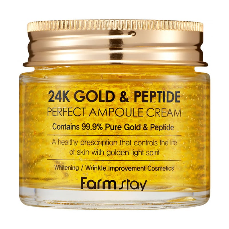 Ампульний крем для обличчя FarmStay 24K Gold and Peptide Perfect Ampoule Cream з золотом та пептидами, 80 мл